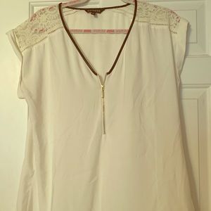 Express lace silk quarter zip tee